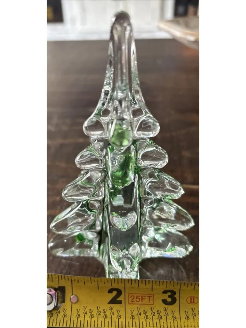 Vintage Christmas Tree Modern Art Glass Green Ribbon 5